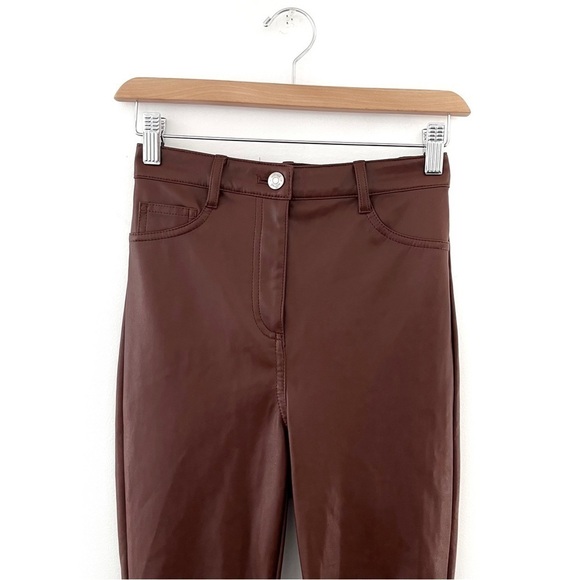 WILFRED FREE | Charm Pant Vegan Leather Skinny Size 00 Patina Brown Aritzia - Picture 5 of 10